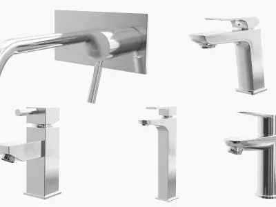Fixtures - Kitchen Bathroom Faucet Pack A Low-poly 3D model