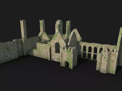 Wingfield Manor - ruined church Low-poly 3D model
