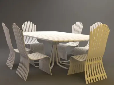 African style dining Set Free 3D model
