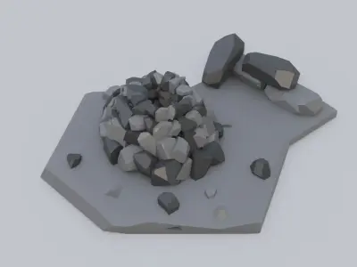 Low Poly Rock and Stones 44 models Low-poly 3D model