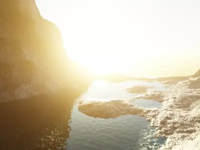 Cave V10 - Base Grotto Environment with Water Feature Low-poly 3D model