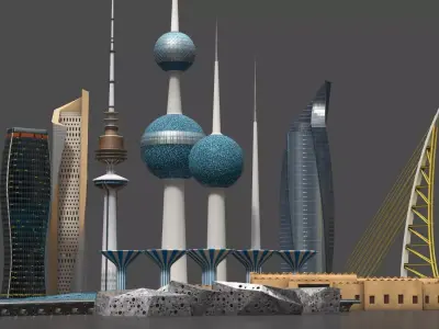 Kuwait Landmark 3D Models Bundle  Modern and Iconic Pack