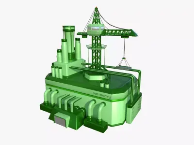 SciFi Factory A06 Green - Sci Fi Exterior Design Low-poly 3D model
