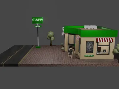 Modern Cafe Low-poly 3D model