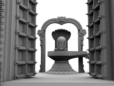 Lord Shiva temple interior  3D model