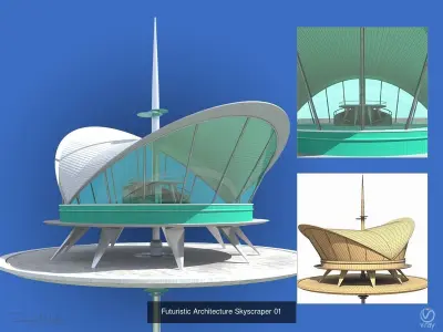 Futuristic Architecture Skyscrapers 3D Model Pack