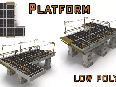 Sci fi platform Low-poly 3D model