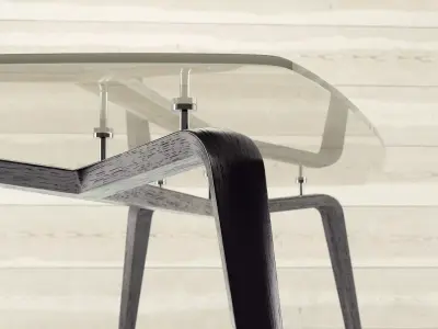 Gramercy table with legs and glass top 3D model