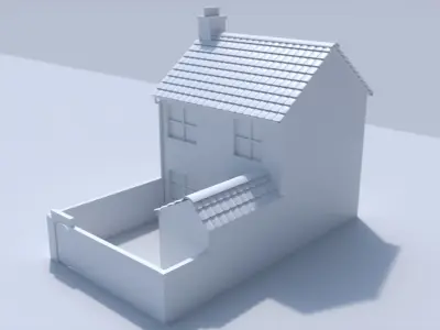 3D Terraced house low poly 3D model