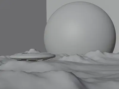 Mars Landscape with Earth and UFO include all assets   3D model