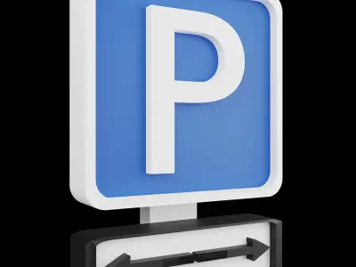 Road sign or Traffic sign 3D icon flat design collection no 3 Low-poly 3D model