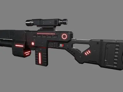 Lowpoly Scifi Weapon Low-poly 3D model