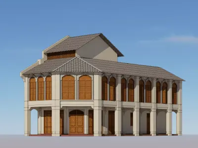 Malaysia Shophouse Corner 1760 Heritage Colonial Architecture 3D model