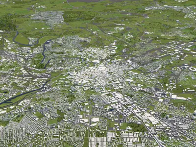 Manchester 50x50km 3D City Map 3D model