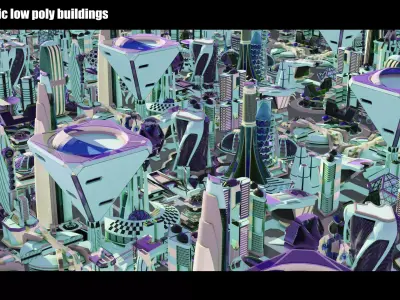 35 Futuristic Buildings VOL 6 Low-poly 3D model