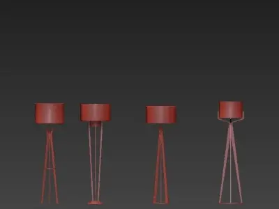 Floor four gold lamps 3D model