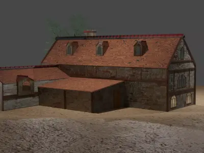 village old house low poly Low-poly 3D model