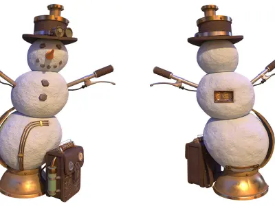 Steampunk snowman Low-poly 3D model