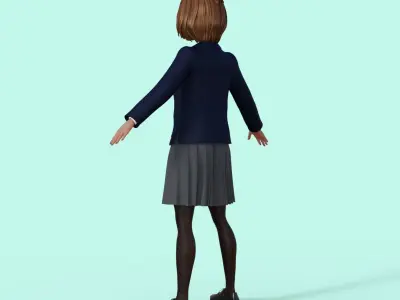 High School Student Girl 3D model