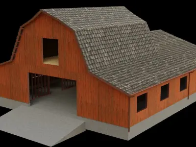 Barn Cottage Low-poly 3D model