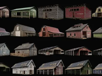 1 - 100 FARM BUILDINGS MEGA PACK 4K PBR Textures