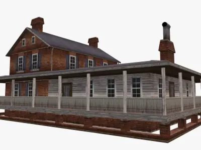 Low-Poly Old Wooden Farm House Low-poly 3D model