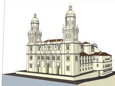 Architecture-Religion-God-Culture-Temple-0115 church with two... 3D model