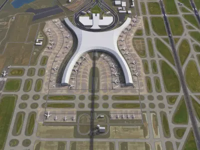Chongqing - Jiangbei 3D Airport  Low-poly 3D model