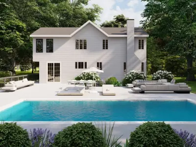 3D Exterior Scene 3D model design garden and landscape 3D model