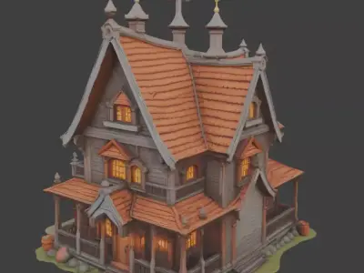Stylized Medieval Wooden House 3D model