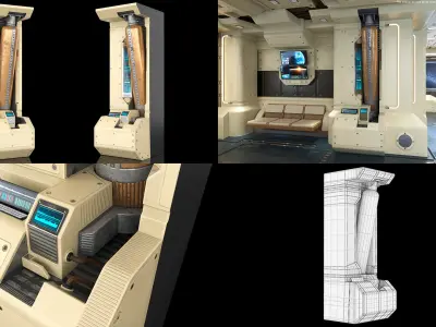  Sci-fi Interior Space Station Collection PBR 