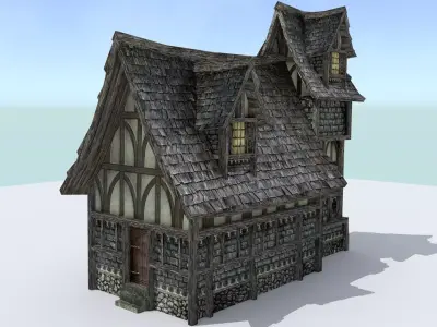 Medieval Town House Low-poly 3D model buy