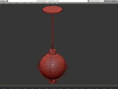 Hull Lamp in Brass with Opal Glass low poly 3d model Low-poly 3D model