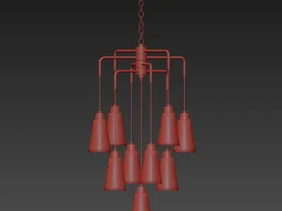 Echo 9 Light Chandelier in Satin Platinum 3D model