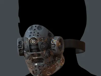 Gas mask helmet 3d model scifi Low-poly Low-poly 3D model