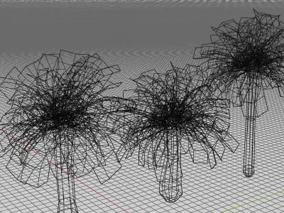 low poly palm trees for forest or exterior  Low-poly 3D model