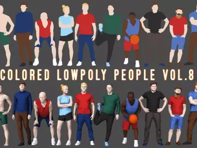 Colored Lowpoly People Low-poly 3D model