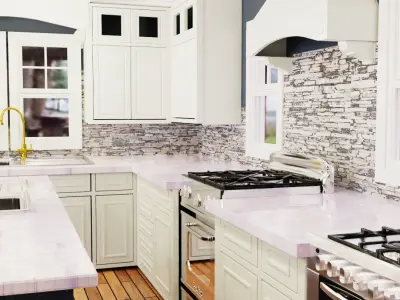 full realistic kitchen sceen with kitchen appliance 3D model