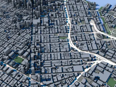 San Francisco Cityscape Golden Gate Bridge Bay Area Skyline  3D model