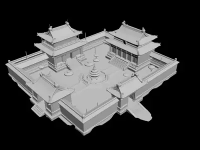  courtyard snow scenery 3D model