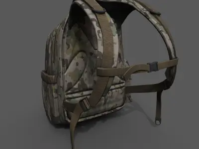 Backpack military combat soldier human camping  Low-poly 3D model
