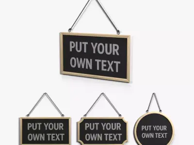 Display Sign - Signature Wooden Wall Message Trio 3D Model Pack