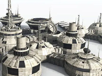 Modular Moon And Mars Base Low-poly 3D model