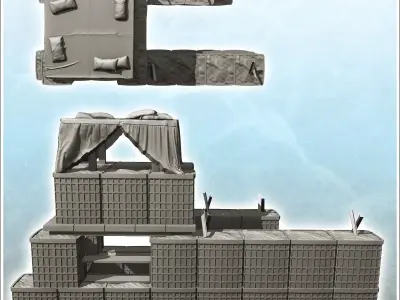 Fortified shooting range with hesco and barbed wire 7 3D print model