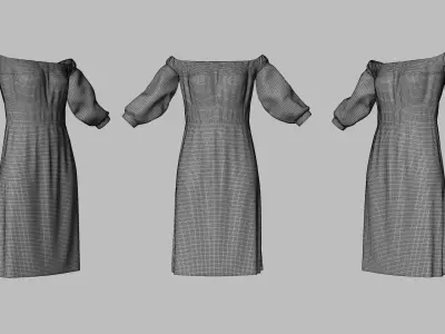 Dress 16 Very Light Blue Low-poly 3D model