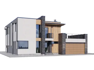 Modern house with floor plans 3D model