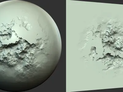 Wall and Stone Damage Brush and Alpha Low-poly 3D model