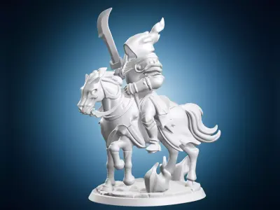 Mounted Knight Fantasy RPG Miniature On Base With Sword 3D print model