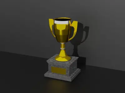 coppa oro argento su piedistallo gold and silver cup on pedestal 3D model