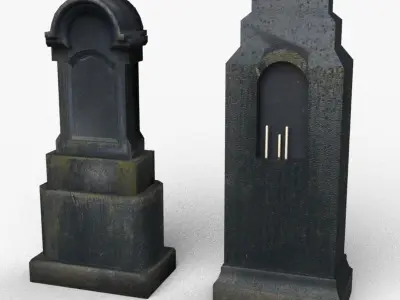 Tombstones black Low-poly 3D model